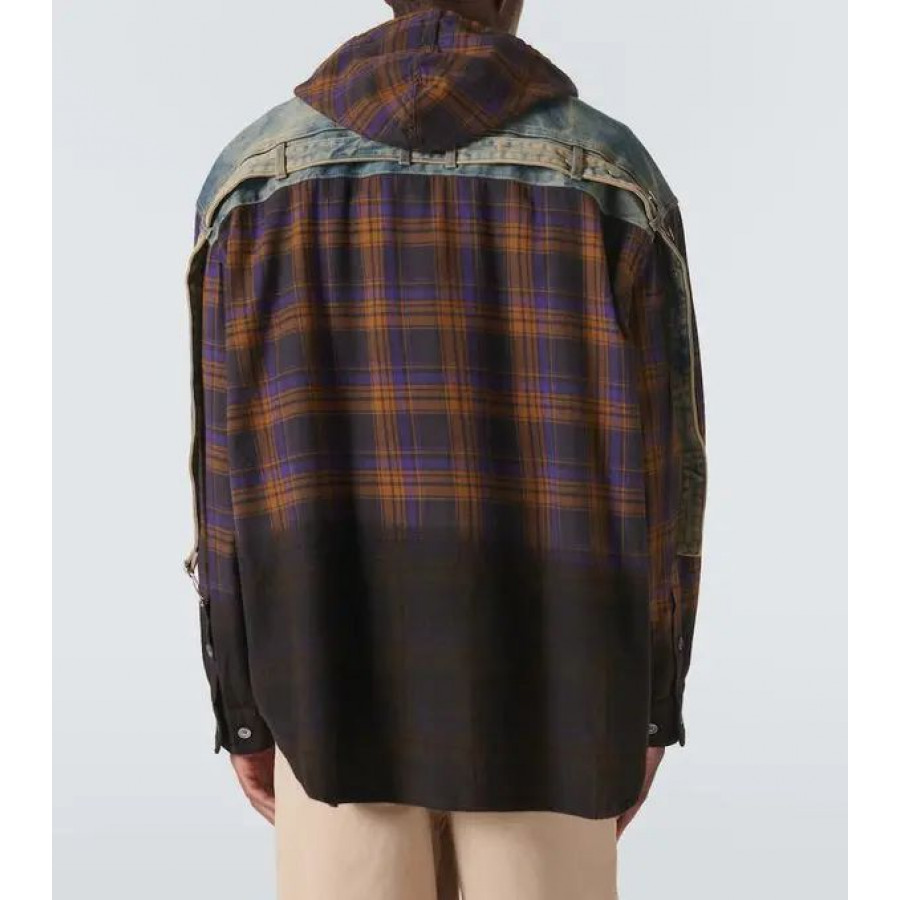 ACNE STUDIOS Рубашка из Хлопчатобумажной фланели с Вставками в клетку