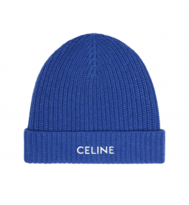 Celine Шерстяная шапка в рубчик с аппликацией логотипа