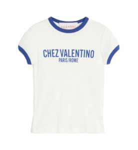 Valentino ФУТБОЛКА ИЗ ХЛОПКОВОГО ДЖЕРСИ С ПРИНТОМ CHEZ VALENTINO