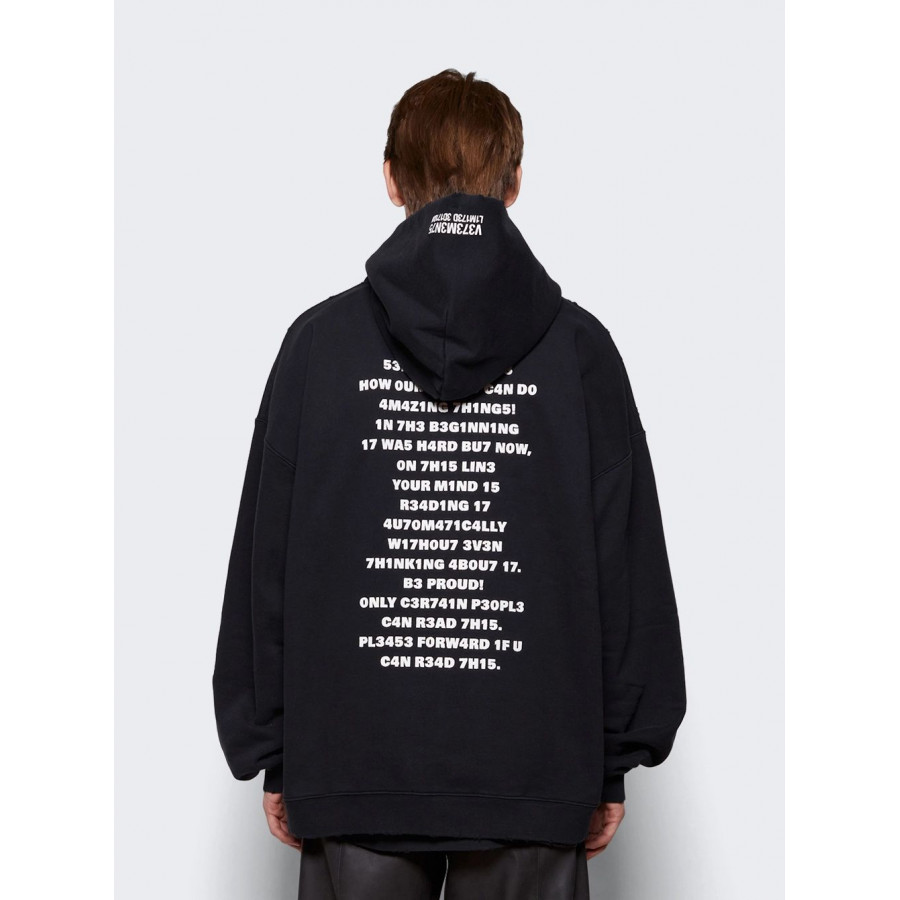 VETEMENTS ЧЕРНАЯ ТОЛСТОВКА НА МОЛНИИ BRAIN POWER