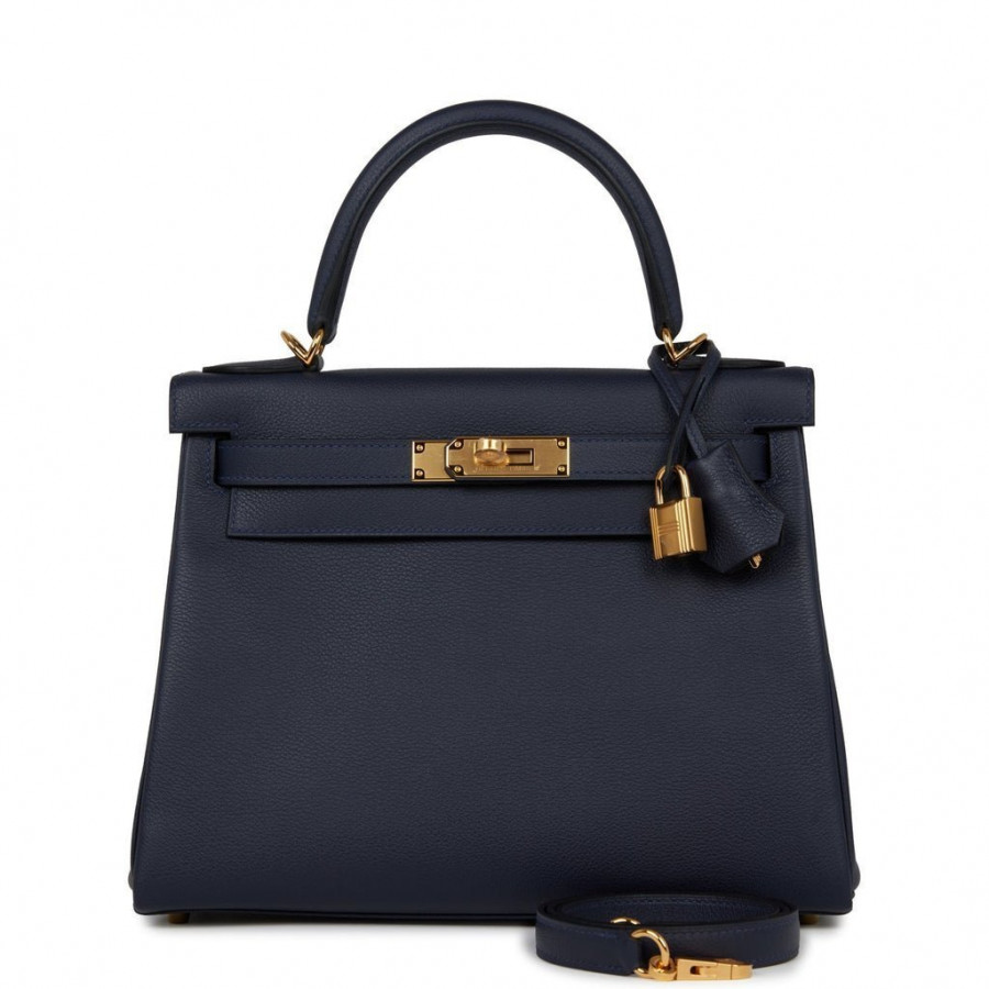 Hermes Сумка Kelly Retourne 28 Bleu Nuit Evercolor