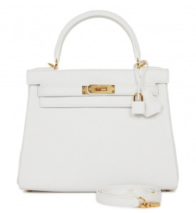 Hermes Сумка Kelly Retourne 28 White Clemence Gold Hardware