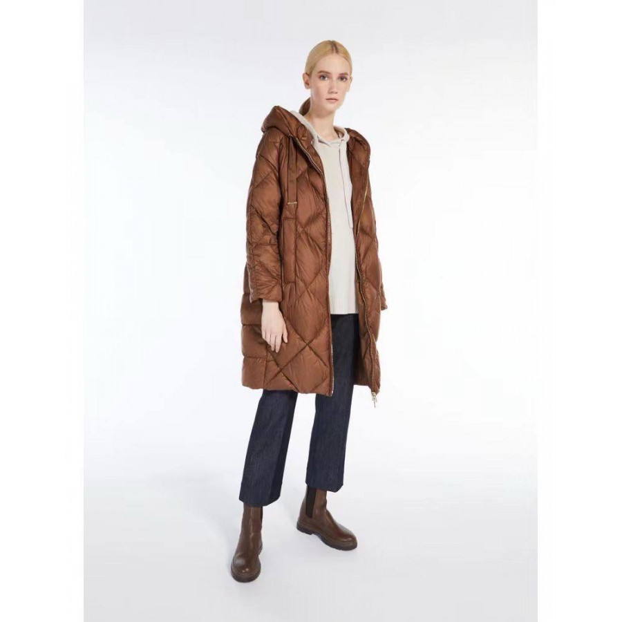 Max Mara Стеганое пуховое пальто Trefe в табачном цвете