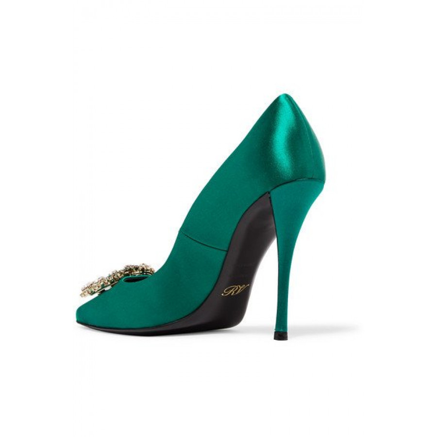 Roger Vivier Атласные туфли-лодочки с цветочными стразами