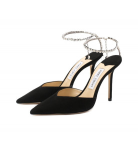 Jimmy choo Замшевые туфли с кристаллами Saeda 100