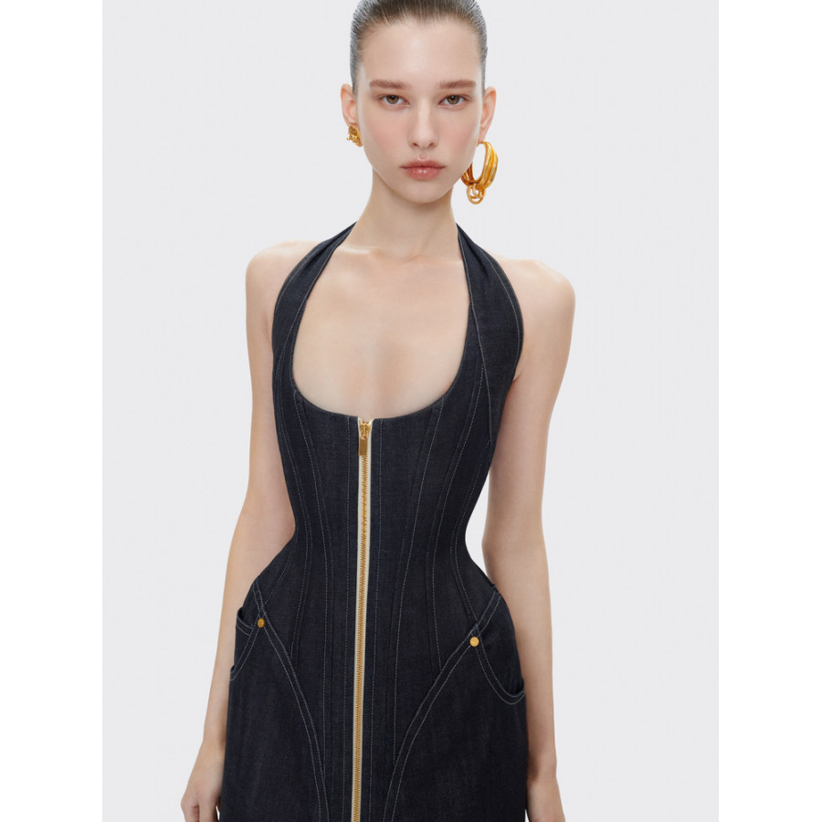 Schiaparelli ПЛАТЬЕ-КОРСЕТ С БРЕТЕЛЬКАМИ ЧЕРЕЗ ШЕЮ