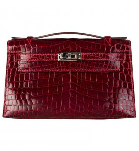 Hermes Сумка Rouge H красный крокодиловый клатч KELLY POCHETTE