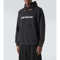 Balenciaga Толстовка с капюшоном из хлопкового джерси с рваным логотипом<br />