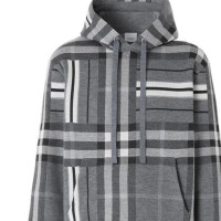 Burberry Жаккардовая толстовка с капюшоном в клетку и полоску из смеси шерсти