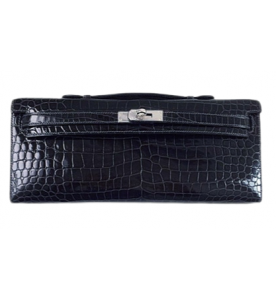 Hermes Сумка-клатч Kelly Cut из блестящей крокодиловой кожи