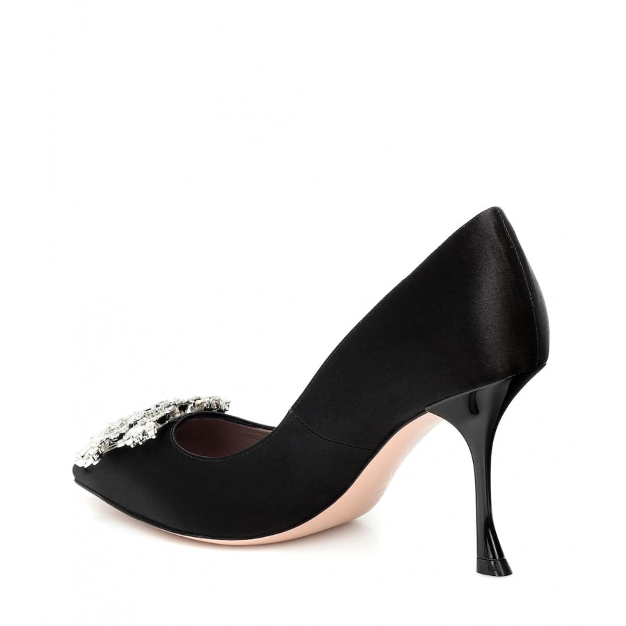 Roger Vivier Атласные туфли-лодочки с цветочными стразами