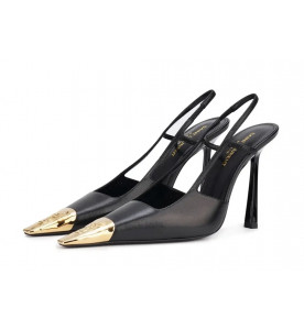 Saint Laurent Туфли-лодочки Jeanne 110 из кожи с открытой пяткой