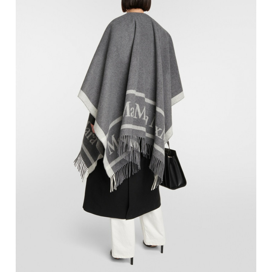 Max Mara Пончо из шерсти с жаккардом и логотипом