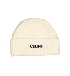 Celine Шерстяная шапка в рубчик с аппликацией логотипа