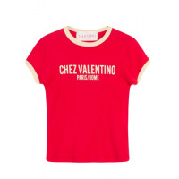 Valentino ФУТБОЛКА ИЗ ХЛОПКОВОГО ДЖЕРСИ С ПРИНТОМ CHEZ VALENTINO