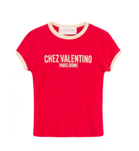Valentino ФУТБОЛКА ИЗ ХЛОПКОВОГО ДЖЕРСИ С ПРИНТОМ CHEZ VALENTINO