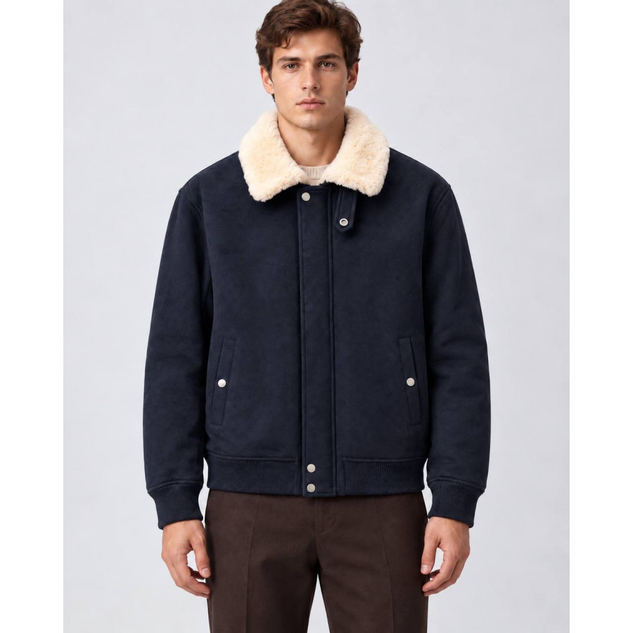 Brunello Cucinelli Замшевая куртка с воротником из овчины