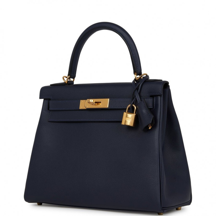Hermes Сумка Kelly Retourne 28 Bleu Nuit Evercolor