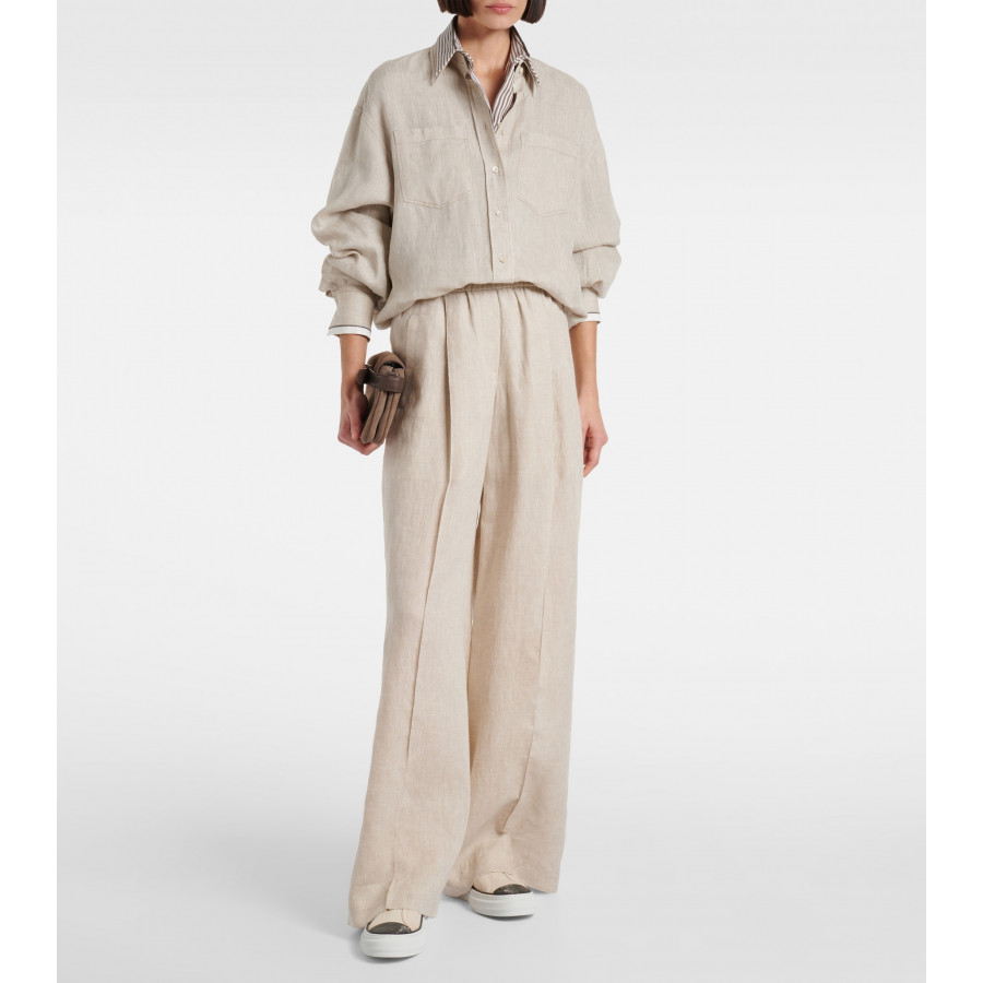 Brunello Cucinelli Кроссовки из парусины с замшевой отделкой