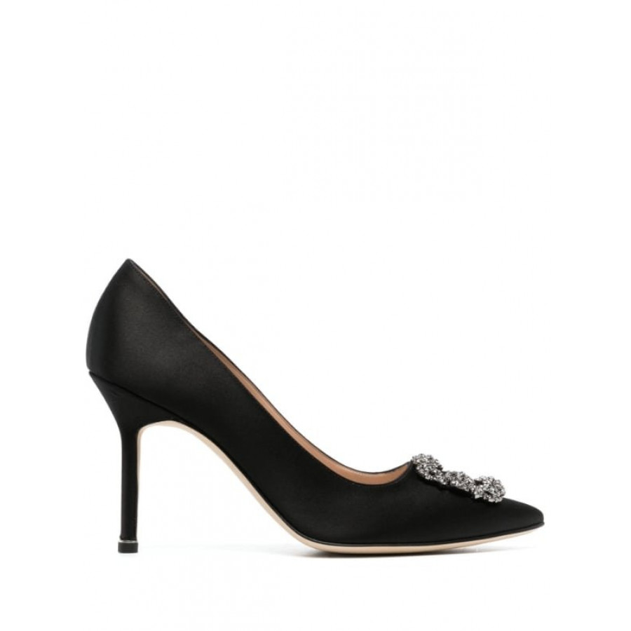Manolo Blahnik Атласные туфли-лодочки Hangisi 90 с кристаллами