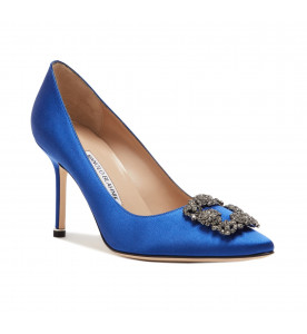 Manolo Blahnik Синие атласные туфли Hangisi 90