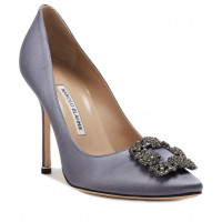 Manolo Blahnik Серо-голубые атласные туфли Hangisi 105