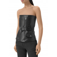 Saint Laurent Кожаный топ-бюстье