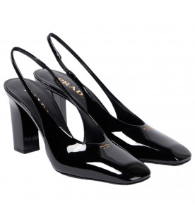 Prada Лакированные туфли-лодочки с открытой пяткой 85