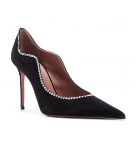 Amina Muaddi Черные туфли Romy Pump Crystal