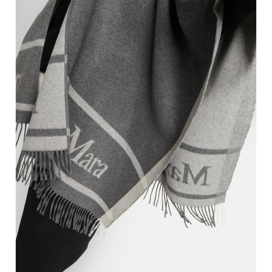 Max Mara Пончо из шерсти с жаккардом и логотипом