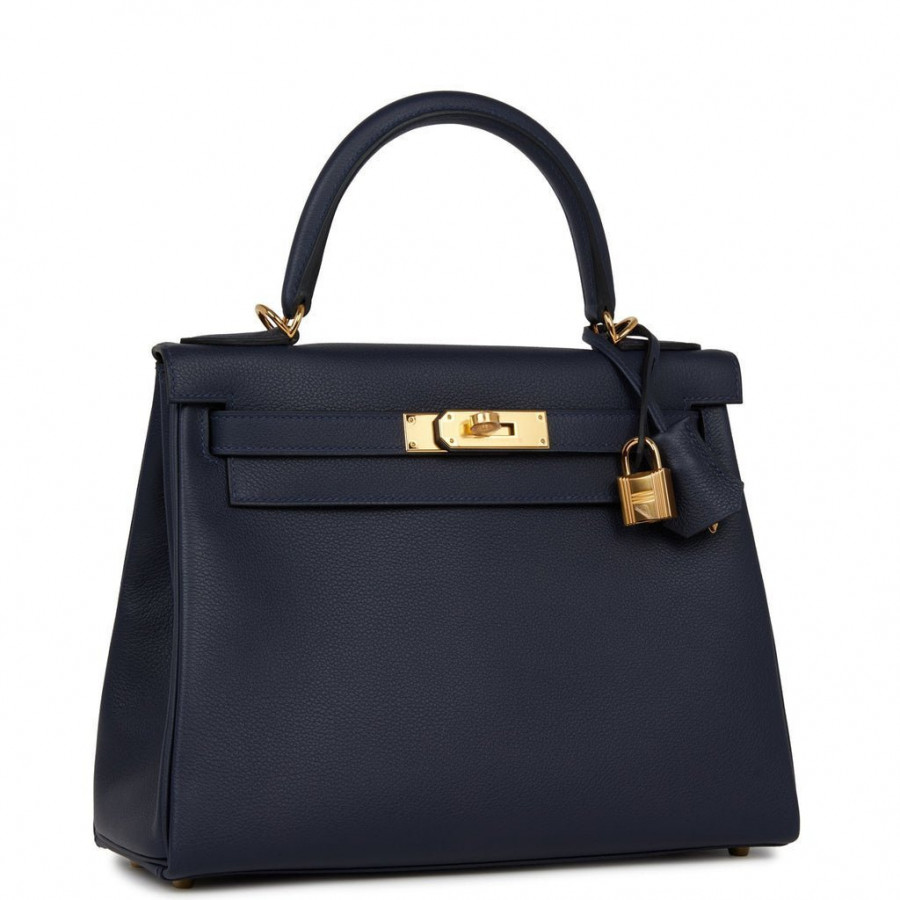 Hermes Сумка Kelly Retourne 28 Bleu Nuit Evercolor
