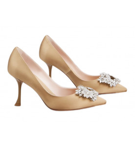 Roger Vivier Атласные туфли-лодочки с цветочными стразами