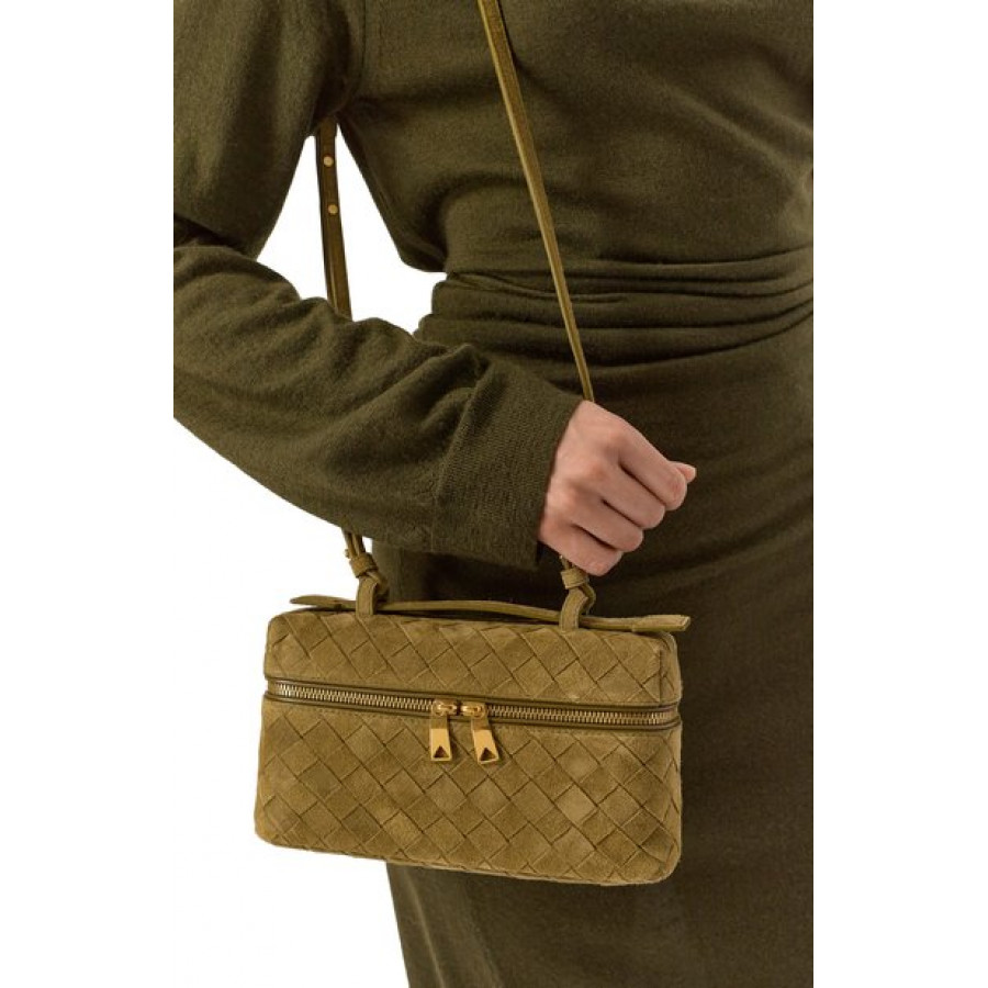 Bottega Veneta Миниатюрная замшевая сумка-тоут Bang Bang Vanity intrecciato