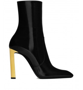 Saint Laurent Кожаные ботильоны Auteuil с металлическим каблуком