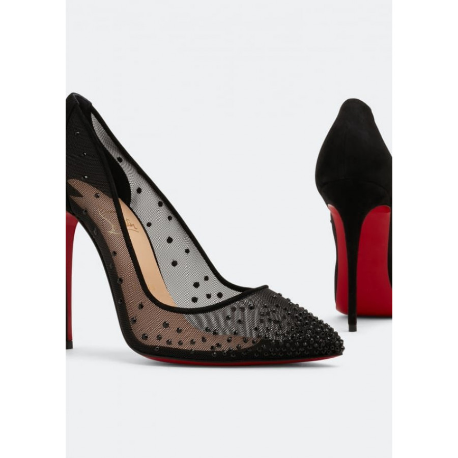 Christian Louboutin Текстильные туфли Follies Strass 100