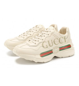 Gucci Женские кожаные кроссовки Rhyton на шнуровке