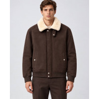 Brunello Cucinelli Замшевая куртка с воротником из овчины