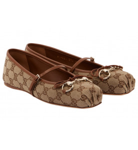 GUCCI Балетки Horsebit GG Canvas