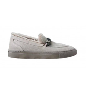 Brunello Cucinelli Замшевые лоферы с мехом и ювелирным декором