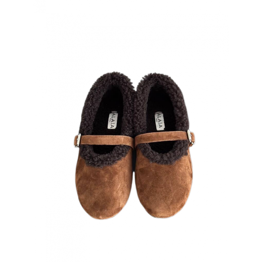 ALAIA БАЛЕТКИ ИЗ МЕРИНОСОВОЙ ОВЧИНЫ<br>