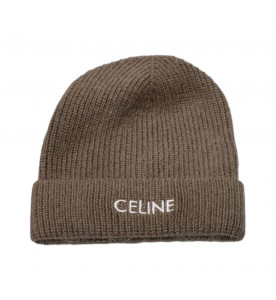 Celine Шерстяная шапка в рубчик с аппликацией логотипа