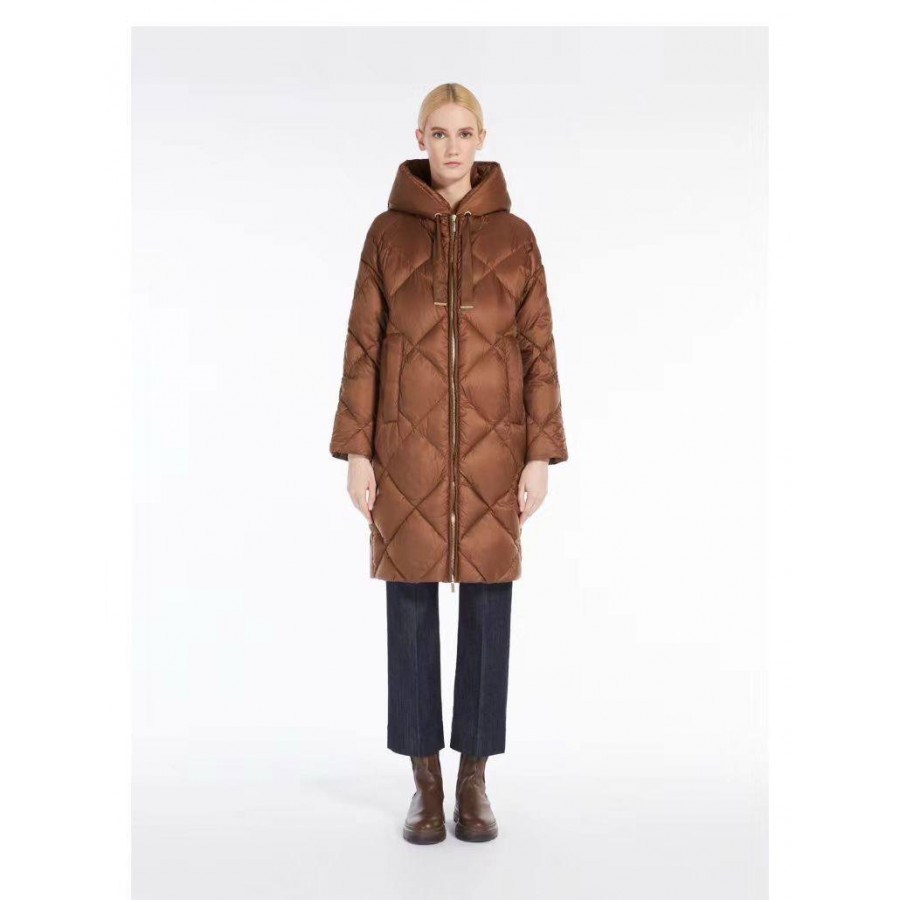 Max Mara Стеганое пуховое пальто Trefe в табачном цвете