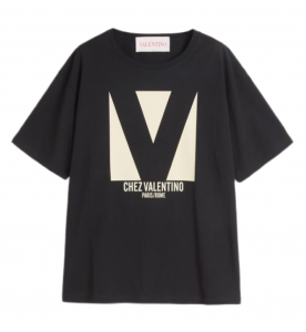 Valentino ФУТБОЛКА ИЗ ХЛОПКОВОГО ДЖЕРСИ С ПРИНТОМ CHEZ VALENTINO
