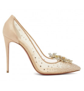 Christian Louboutin Текстильные туфли Marenude 100 из сетчатой ткани с кристаллами