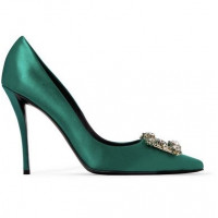 Roger Vivier Атласные туфли-лодочки с цветочными стразами