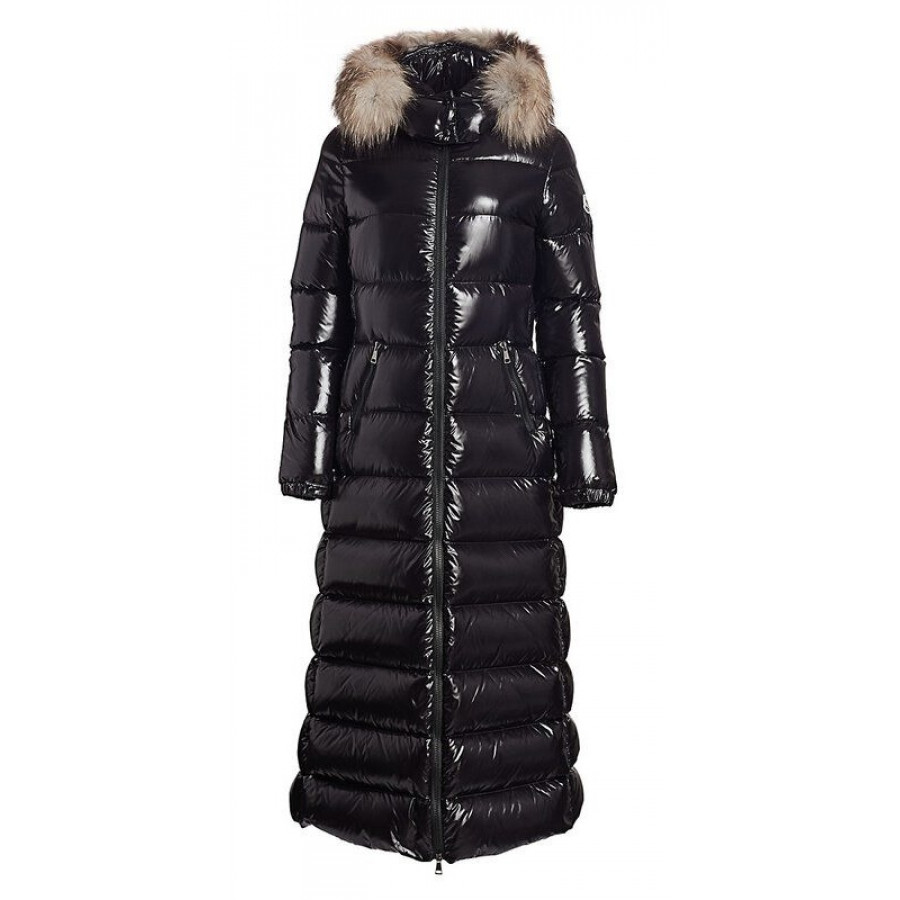 Moncler Пальто-пуховик из лисьего меха Hudson Lacquer Fox с отделкой из чёрного цвета