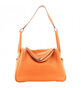 Hermes Сумка Orange Clemence Lindy 30
