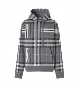 Burberry Жаккардовая толстовка с капюшоном в клетку и полоску из смеси шерсти