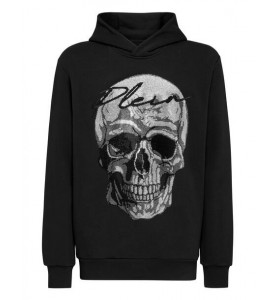 Philipp plein ТОЛСТОВКА С КАПЮШОНОМ С КАМНЯМИ ЧЕРЕП