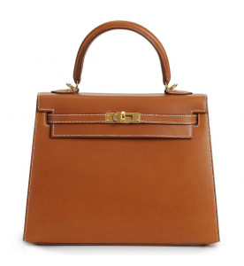Hermes KELLY SELLIER 25 FAUVE BARENIA GOLD HARDWARE